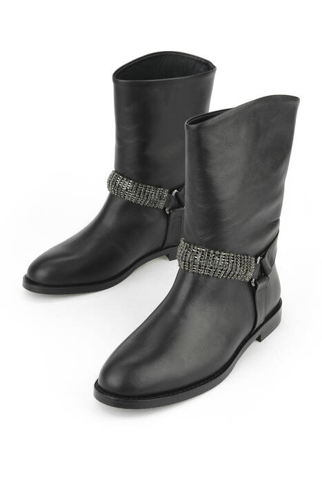 Hakiki Deri Kadın Çizme Siyah