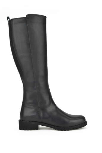 Ziya - Black Genuine Leather Women's Tall Boots
