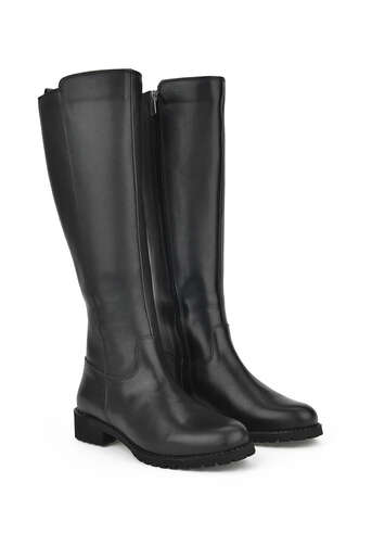 Ziya - Black Genuine Leather Women's Tall Boots (1)