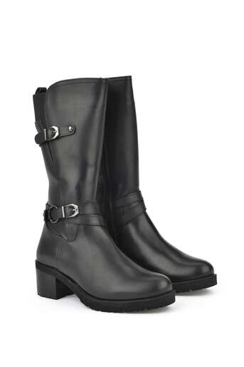 Ziya - Black Genuine Leather Women's Tall Boots (1) Ziya - Black Genuine Leather Women's Tall Boots (1)