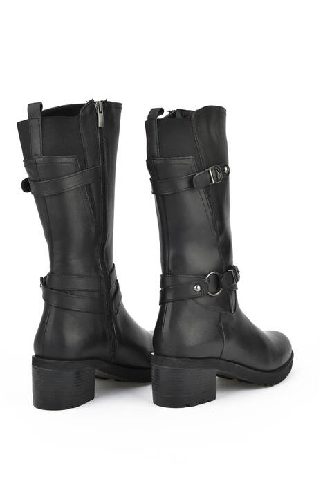 Black Genuine Leather Women's Tall Boots