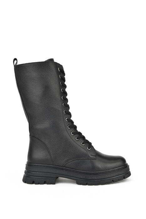 Black Genuine Leather Women's Tall Boots