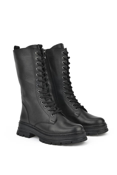 Black Genuine Leather Women's Tall Boots