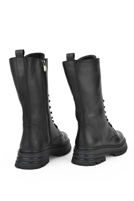 Black Genuine Leather Women's Tall Boots