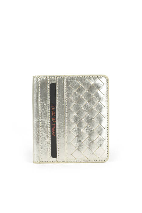 Hakiki Deri Kadın Cüzdan-Kartlık Altın