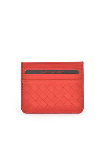 Ziya - Hakiki Deri Kadın Cüzdan-Kartlık Kırmızı