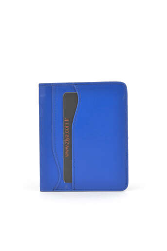 Ziya - Hakiki Deri Kadın Cüzdan-Kartlık Mavi