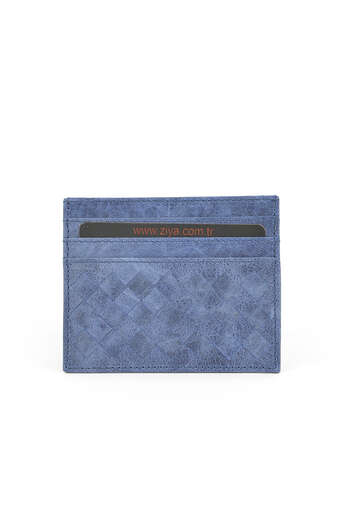 Ziya - Hakiki Deri Kadın Cüzdan-Kartlık Mavi