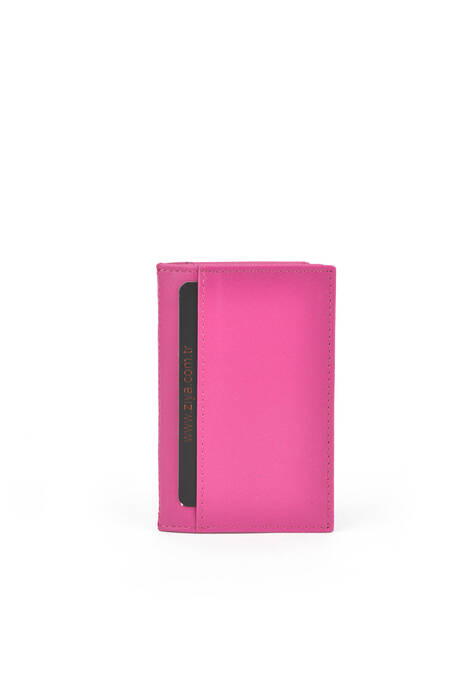 Hakiki Deri Kadın Cüzdan-Kartlık Pembe