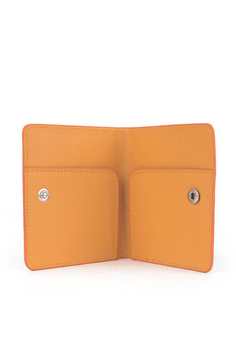 Hakiki Deri Kadın Cüzdan-Kartlık Turuncu