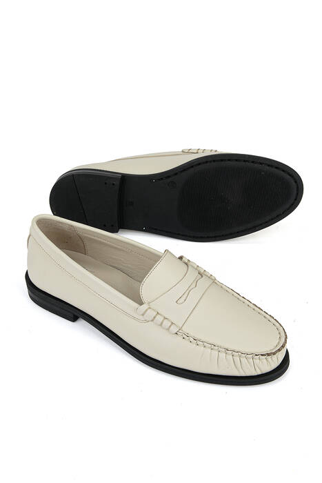 Hakiki Deri Kadın Günlük Ayakkabı Bej