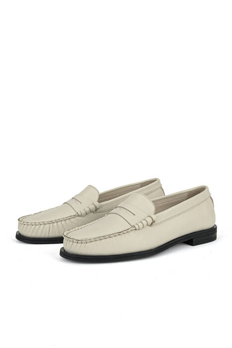 Hakiki Deri Kadın Günlük Ayakkabı Bej