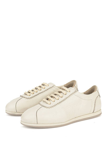 Hakiki Deri Kadın Günlük Ayakkabı Bej