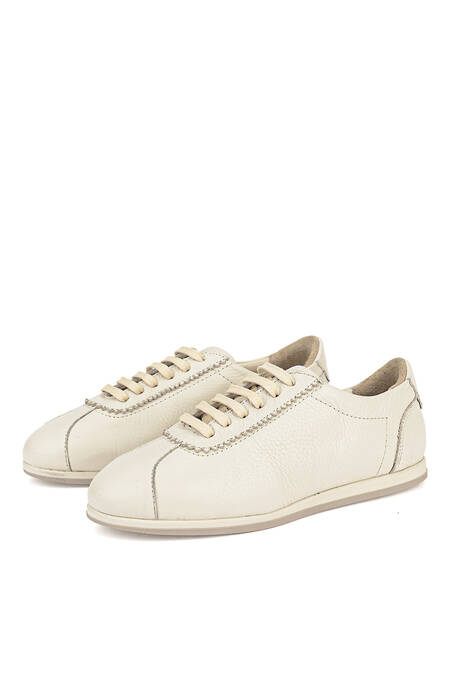 Hakiki Deri Kadın Günlük Ayakkabı Bej