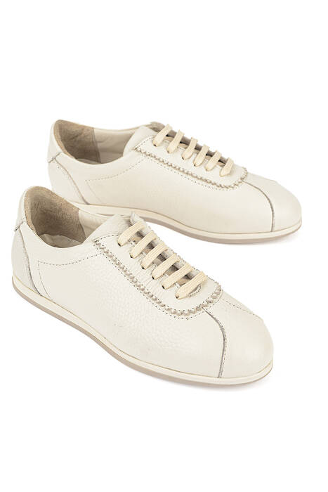 Hakiki Deri Kadın Günlük Ayakkabı Bej