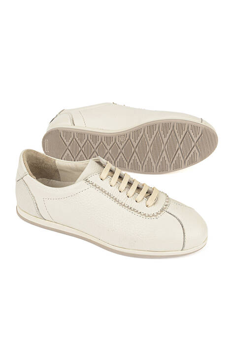 Hakiki Deri Kadın Günlük Ayakkabı Bej