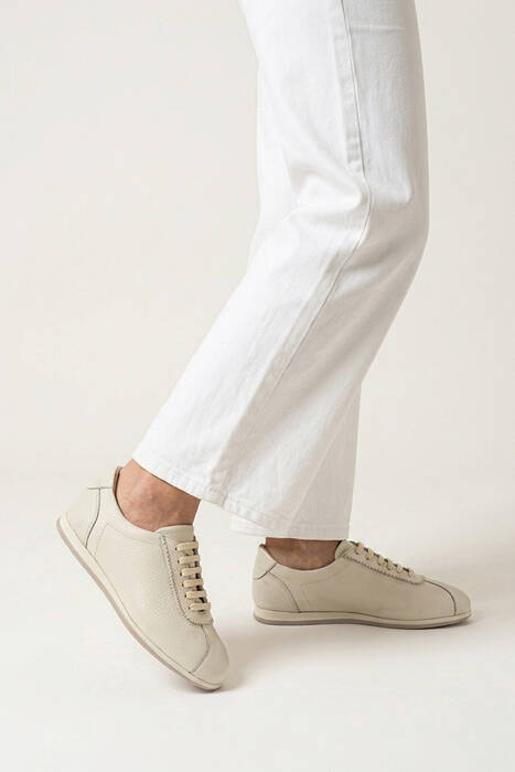 Hakiki Deri Kadın Günlük Ayakkabı Bej