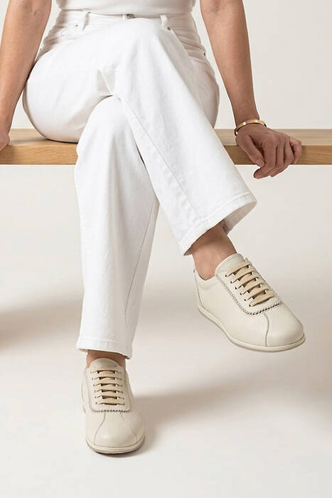 Hakiki Deri Kadın Günlük Ayakkabı Bej