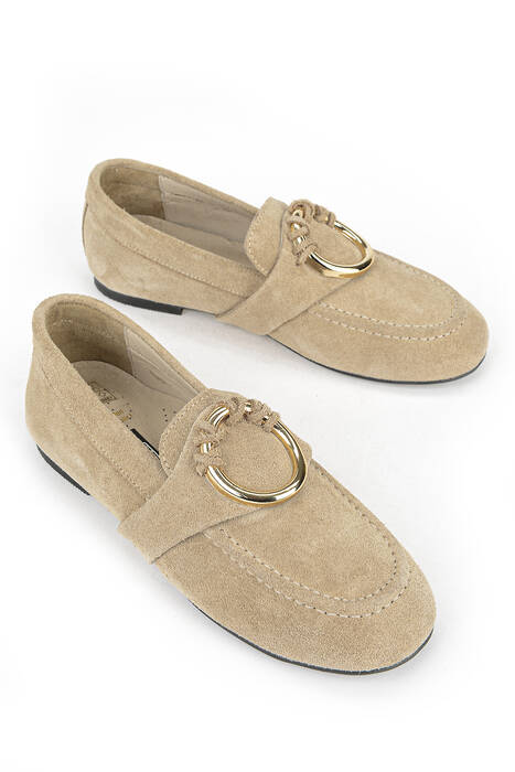 Hakiki Deri Kadın Günlük Ayakkabı Bej