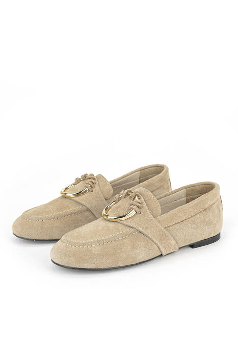 Hakiki Deri Kadın Günlük Ayakkabı Bej