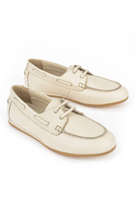 Hakiki Deri Kadın Günlük Ayakkabı Bej