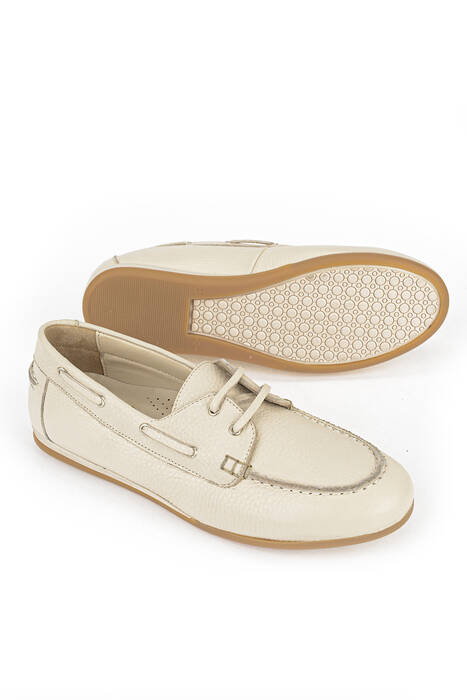 Hakiki Deri Kadın Günlük Ayakkabı Bej