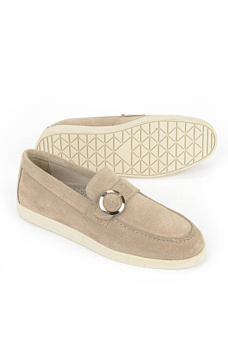 Hakiki Deri Kadın Günlük Ayakkabı Bej