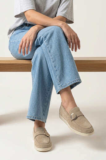 Ziya - Hakiki Deri Kadın Günlük Ayakkabı Bej