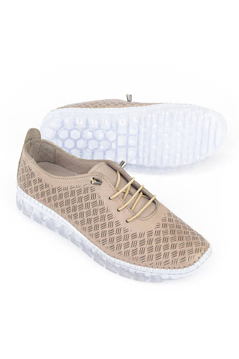 Hakiki Deri Kadın Günlük Ayakkabı Bej