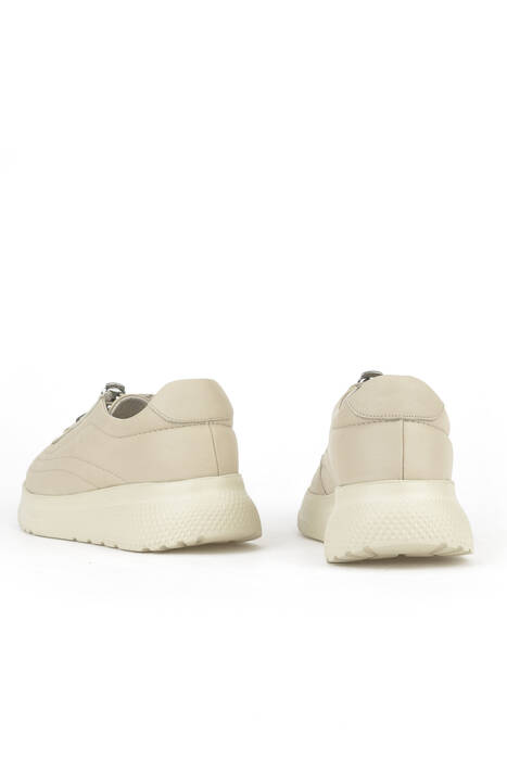 Hakiki Deri Kadın Günlük Ayakkabı Bej