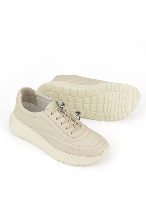 Hakiki Deri Kadın Günlük Ayakkabı Bej