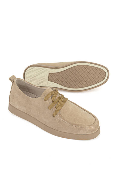 Hakiki Deri Kadın Günlük Ayakkabı Bej