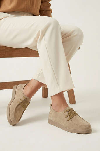 Ziya - Hakiki Deri Kadın Günlük Ayakkabı Bej