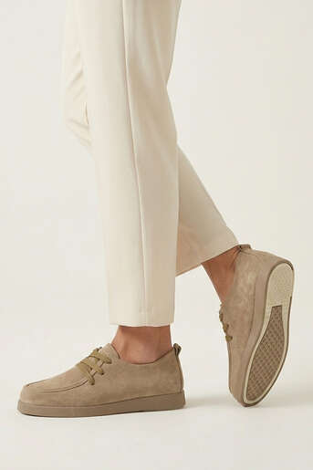 Ziya - Hakiki Deri Kadın Günlük Ayakkabı Bej (1)