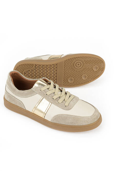 Hakiki Deri Kadın Günlük Ayakkabı Bej