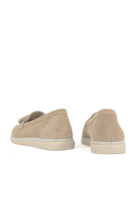 Hakiki Deri Kadın Günlük Ayakkabı Bej