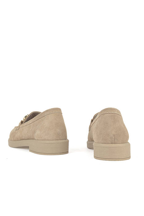 Hakiki Deri Kadın Günlük Ayakkabı Bej