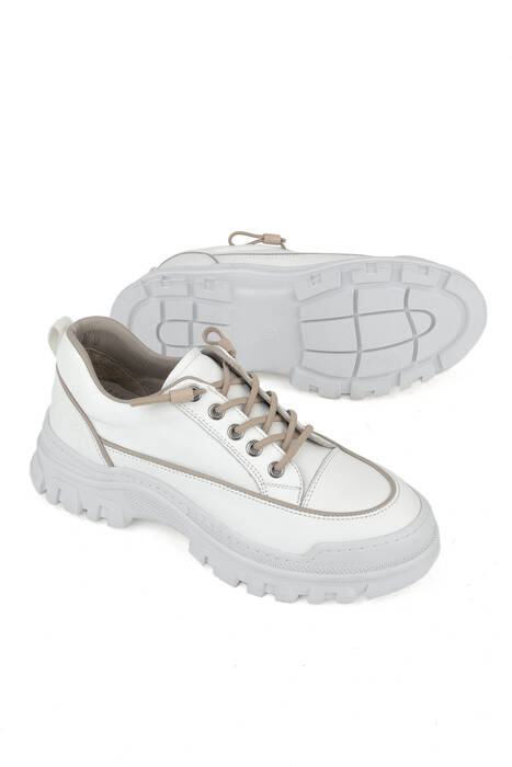 Hakiki Deri Kadın Günlük Ayakkabı Beyaz