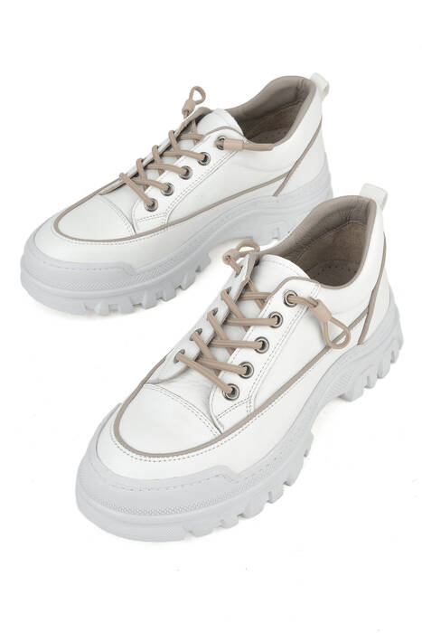 Hakiki Deri Kadın Günlük Ayakkabı Beyaz
