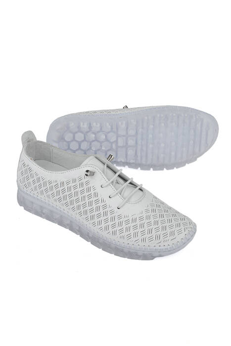 Hakiki Deri Kadın Günlük Ayakkabı Beyaz