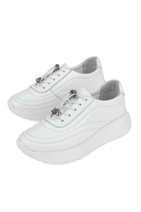 Hakiki Deri Kadın Günlük Ayakkabı Beyaz