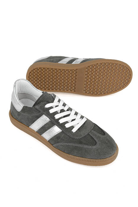 Hakiki Deri Kadın Günlük Ayakkabı Gri