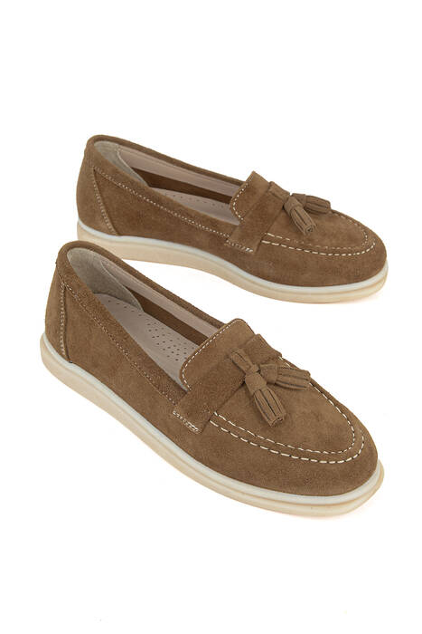 Hakiki Deri Kadın Günlük Ayakkabı Kahverengi