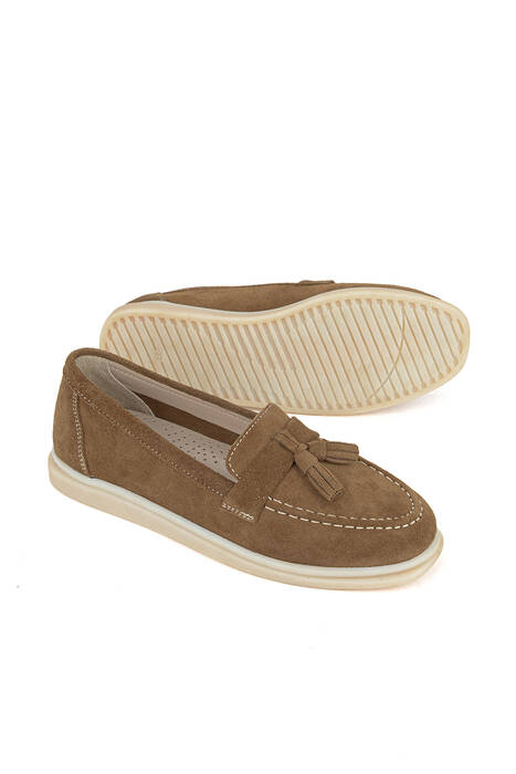 Hakiki Deri Kadın Günlük Ayakkabı Kahverengi