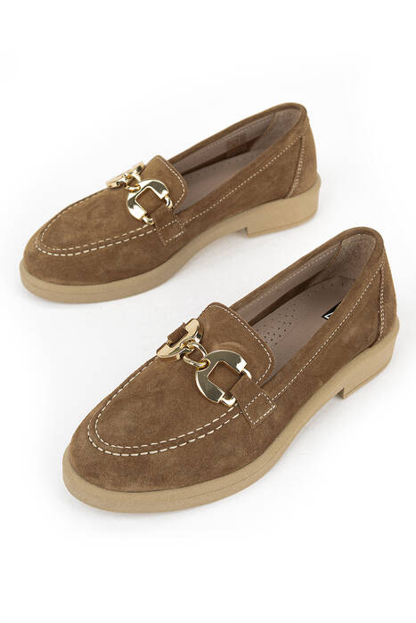 Hakiki Deri Kadın Günlük Ayakkabı Kahverengi