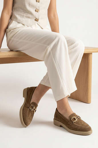 Ziya - Hakiki Deri Kadın Günlük Ayakkabı Kahverengi