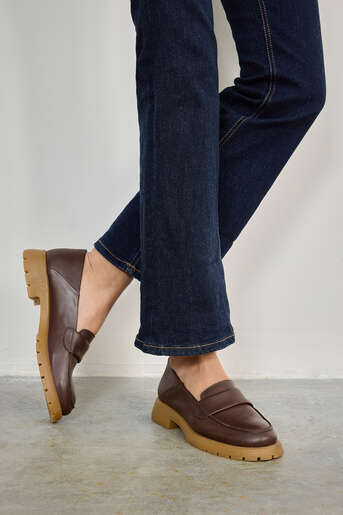 Ziya - Hakiki Deri Kadın Günlük Ayakkabı Kahverengi