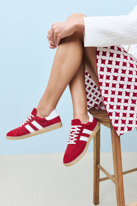 Hakiki Deri Kadın Günlük Ayakkabı Kırmızı