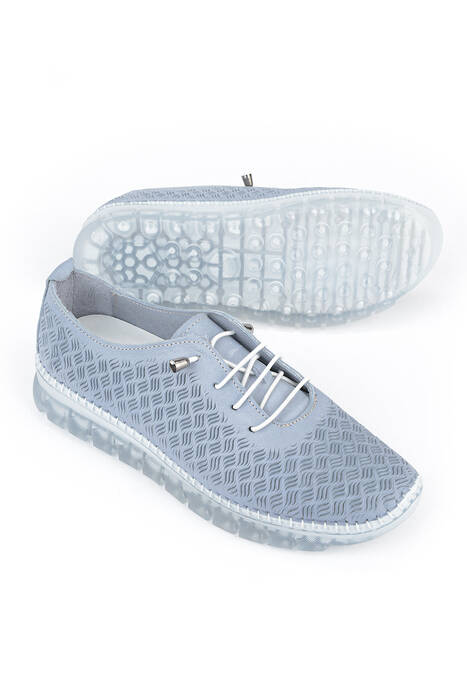 Hakiki Deri Kadın Günlük Ayakkabı Mavi