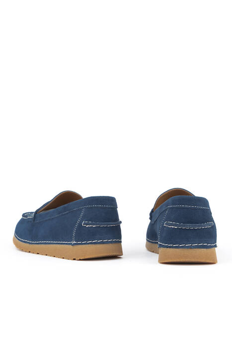 Hakiki Deri Kadın Günlük Ayakkabı Mavi